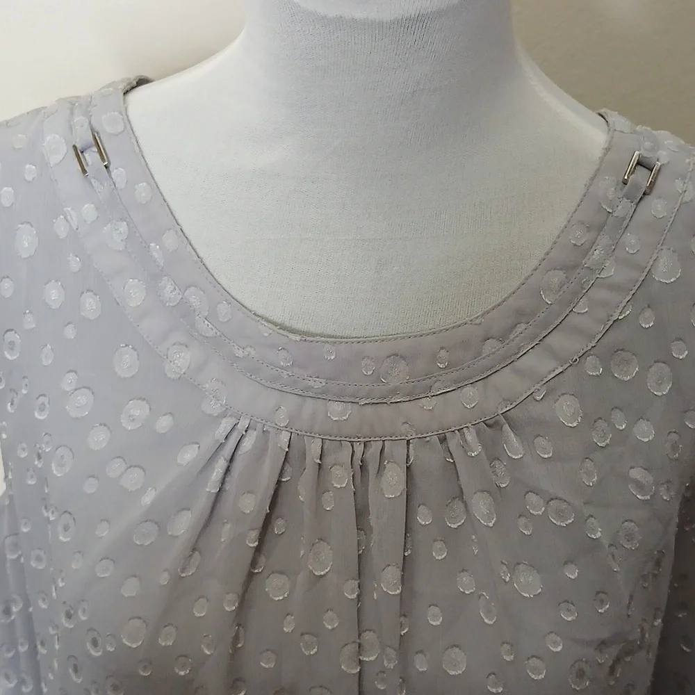 Roz& Ali lavender polka dot pleated blouse size 2X - Picture 3 of 16